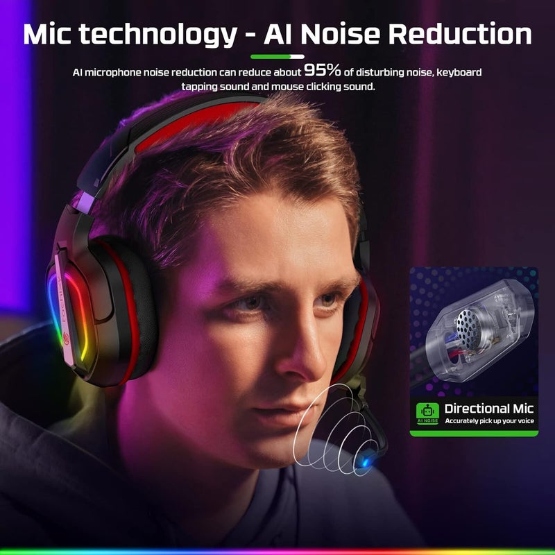 Fachixy FC200 PC Gaming Headset for PS4, PS5, Switch, Xbox One, Mac, Noise Canceling Headphones with Microphone, Computer Headset with 3.5mm Jack & RGB Light - Image 3